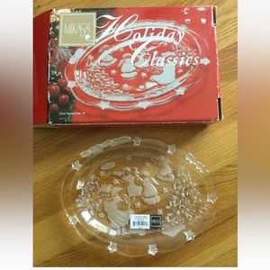 Mikasa Holiday Classics 9" Glass Oval Sweet Dish Angels Star Made in Germany NEW